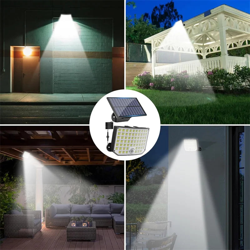 Solar Outdoor Lights, 256 LED Solar Powered Motion Sensor Security Lights with Waterproof 3 Modes Flood Lights for Outside Porch