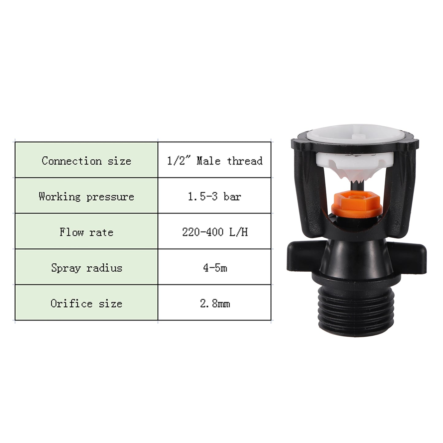 1/2" Male Thread Rotating Sprinklers Irrigation Water Spray Sprinkler Lawn 360° Rotary Watering Nozzles garden watering system