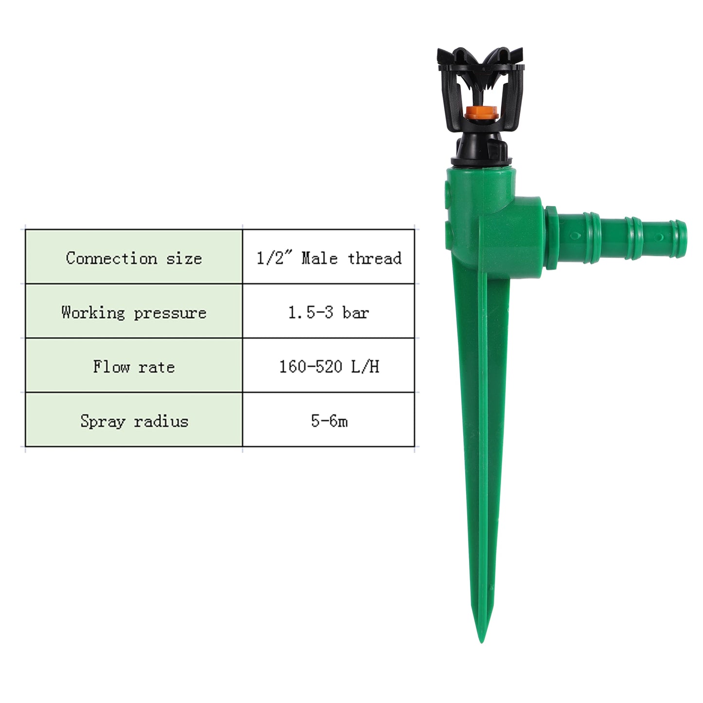 1/2" Male Thread Rotating Sprinklers Irrigation Water Spray Sprinkler Lawn 360° Rotary Watering Nozzles garden watering system