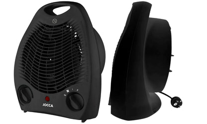 Jocca Electric Heater with 2000W Power. Hot and Cold Air Fan. Black Portable Fan Heater. Winter Stove to Heat the House in Quick and Without Oaking Lot of Space