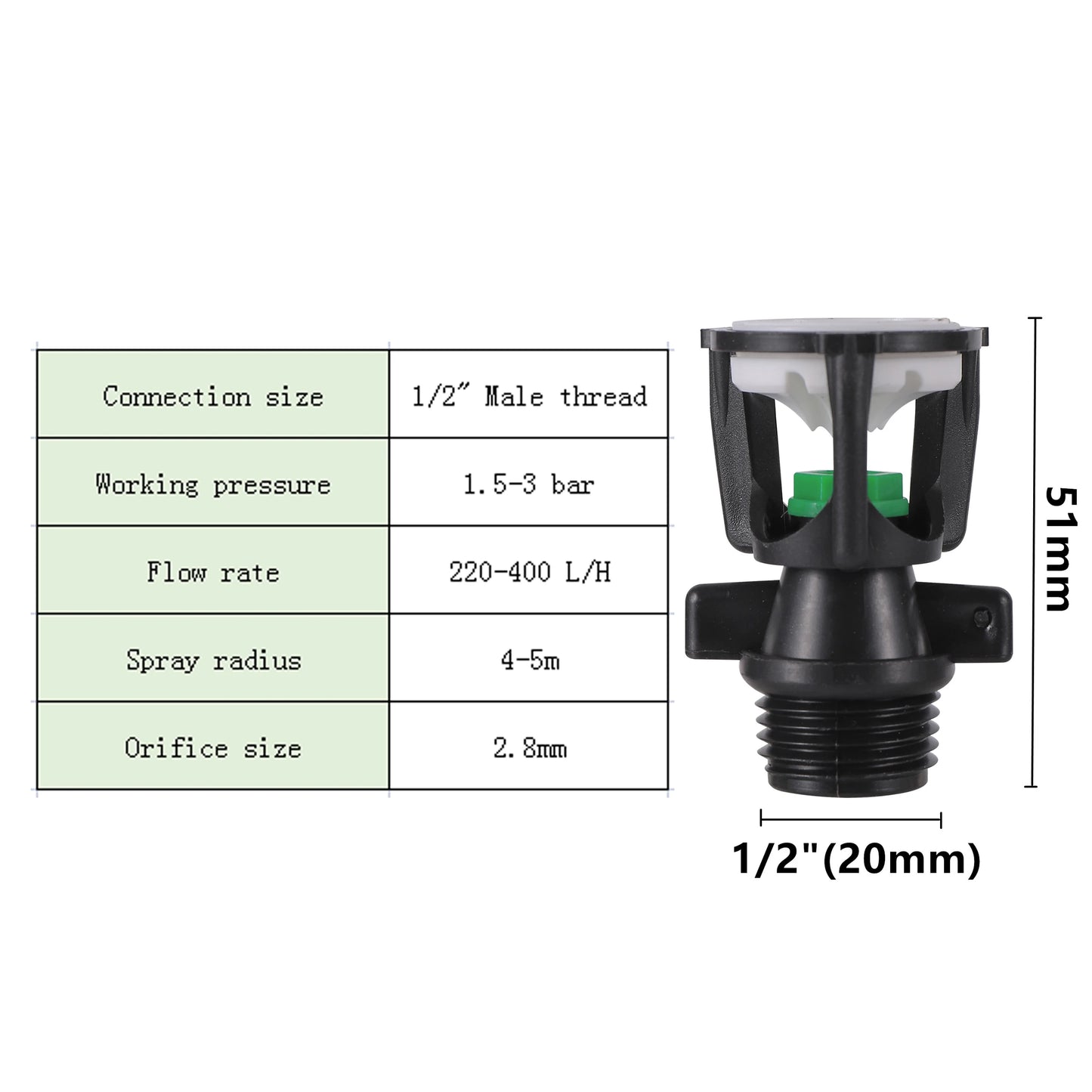 1/2" Male Thread Rotating Sprinklers Irrigation Water Spray Sprinkler  Lawn 360° Rotary Watering Nozzles garden watering system