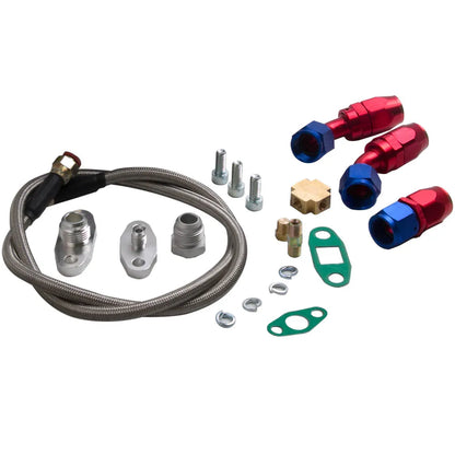Turbo Charger Oil Drain OIL Return T3 T4 T04E Feed Line Complete Kit AMPTZ