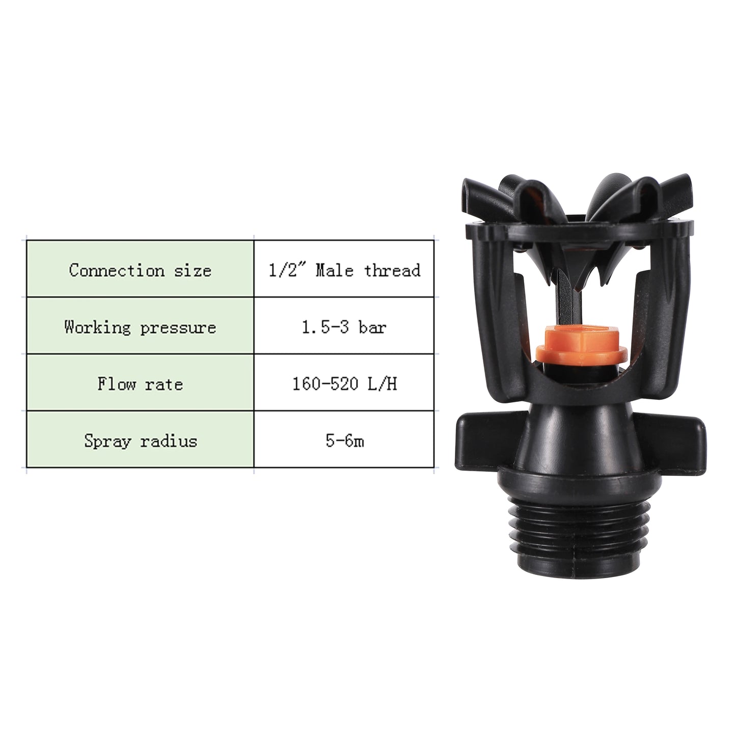 1/2" Male Thread Rotating Sprinklers Irrigation Water Spray Sprinkler  Lawn 360° Rotary Watering Nozzles garden watering system
