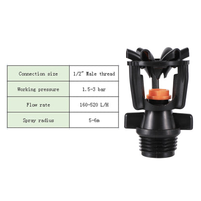 1/2" Male Thread Rotating Sprinklers Irrigation Water Spray Sprinkler  Lawn 360° Rotary Watering Nozzles garden watering system