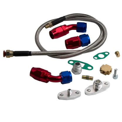 Turbo Charger Oil Drain OIL Return T3 T4 T04E Feed Line Complete Kit AMPTZ