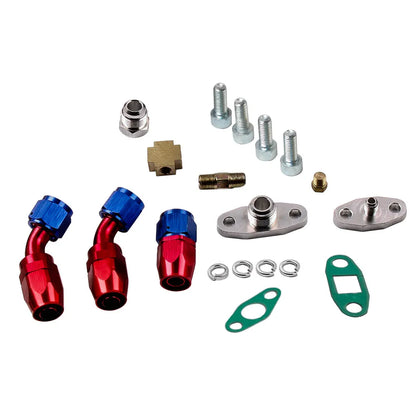 Turbo Charger Oil Drain OIL Return T3 T4 T04E Feed Line Complete Kit AMPTZ