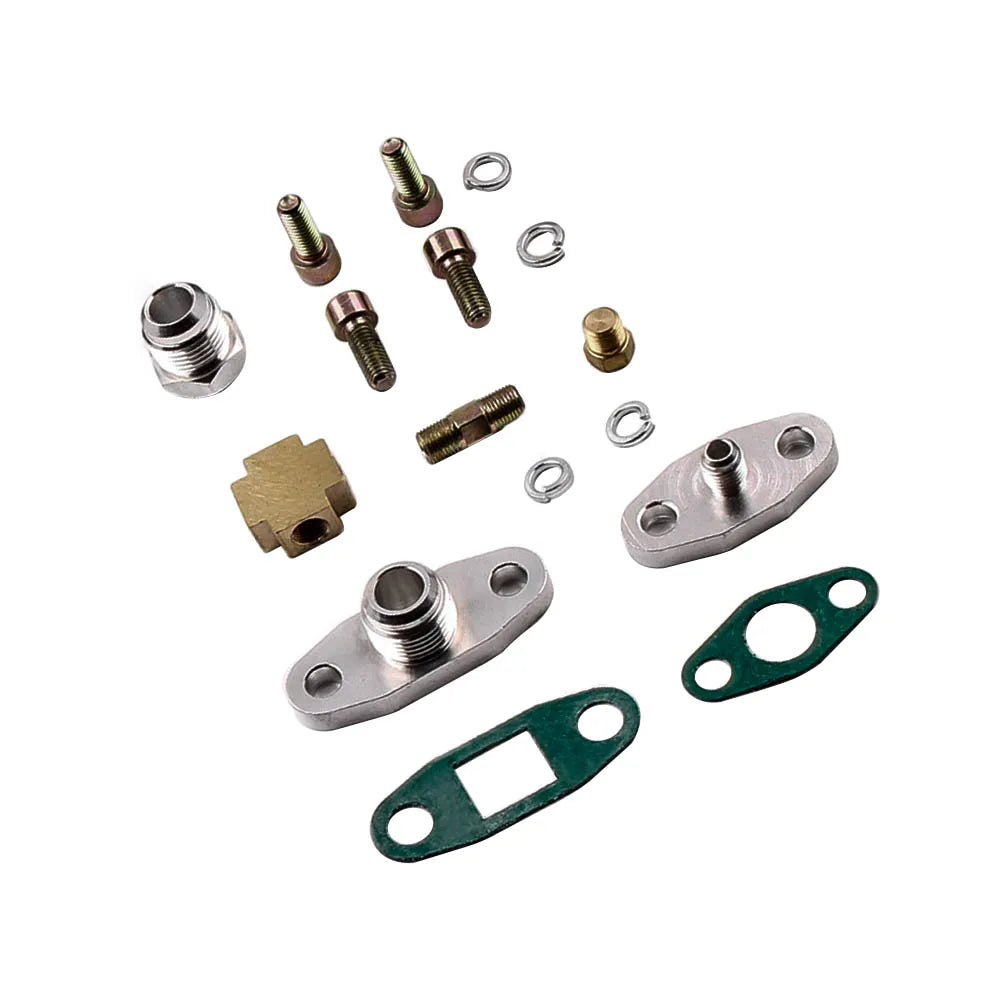 Turbo Charger Oil Drain OIL Return T3 T4 T04E Feed Line Complete Kit AMPTZ