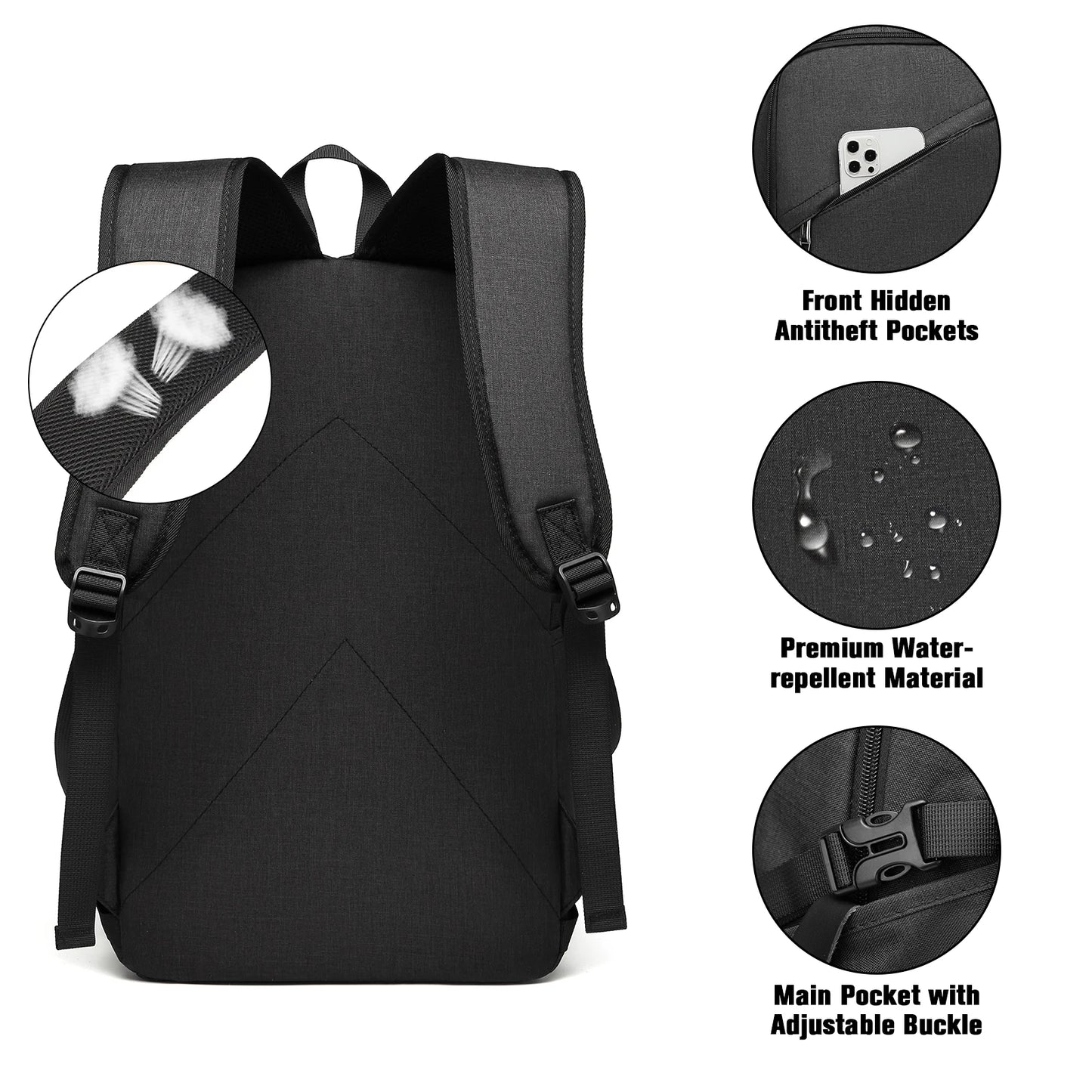 Kono anti-theft laptop backpack for travel business work and computer safety design for laptop up to 15.6 inches
