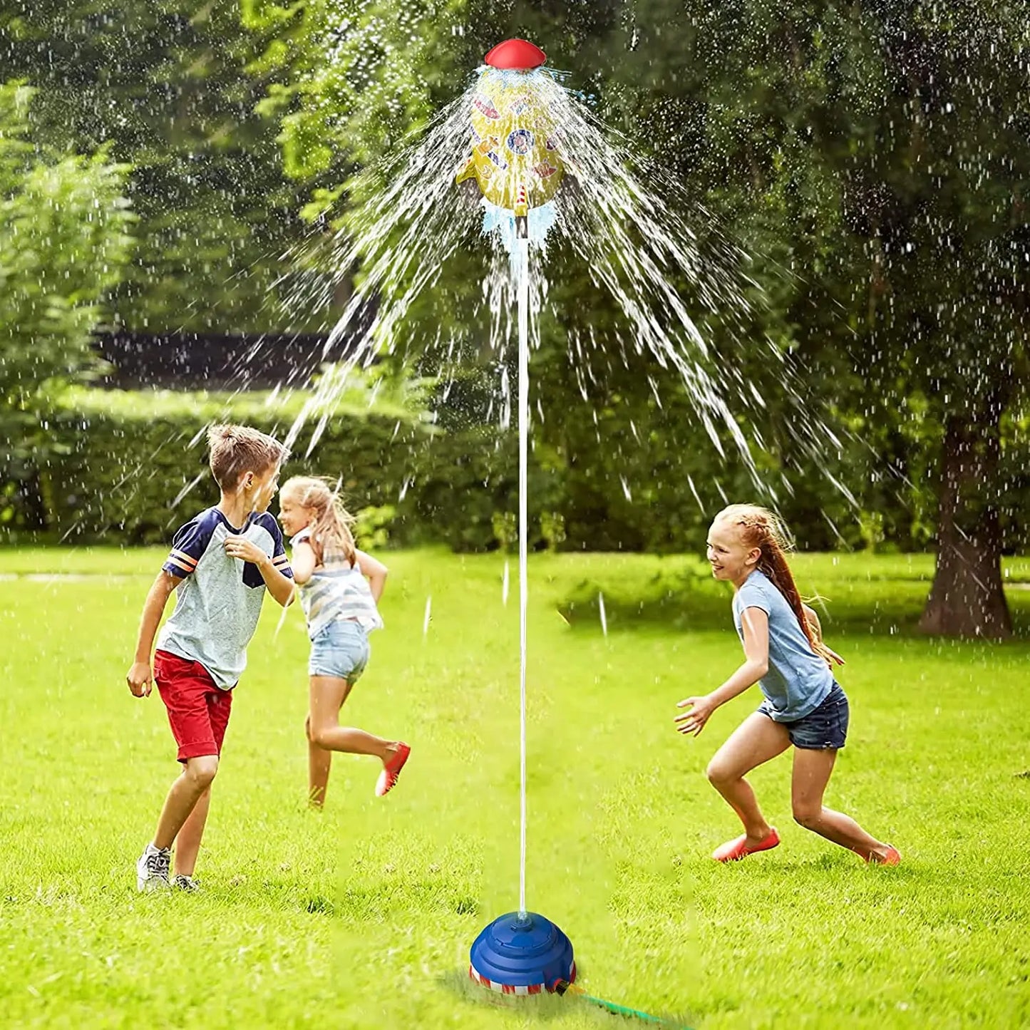 Space Jet Sprinkler Spinning Flying Splash Playing Water Toy Summer Outdoor Water Powered Launcher Kids Bath Toys STEM