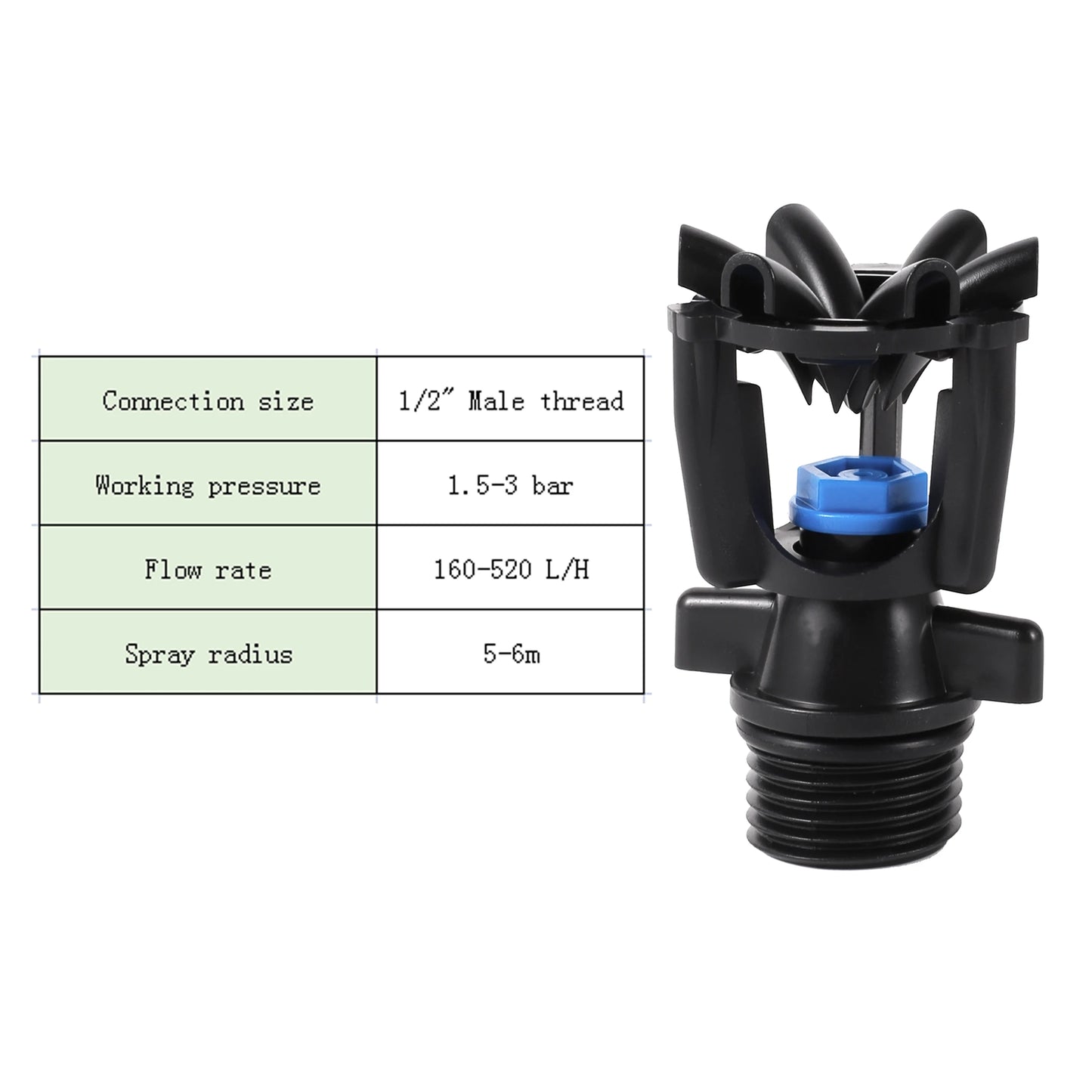 1/2" Male Thread Rotating Sprinklers Irrigation Water Spray Sprinkler  Lawn 360° Rotary Watering Nozzles garden watering system