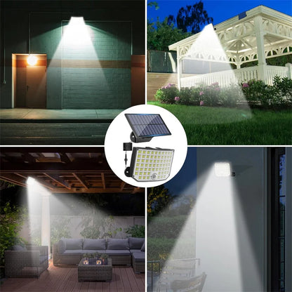 Solar Outdoor Lights, 256 LED Solar Powered Motion Sensor Security Lights with Waterproof 3 Modes Flood Lights for Outside Porch
