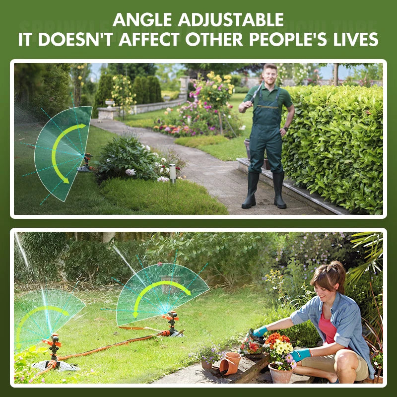Upgraded 360° Automatic Rotating Garden Irrigation Water Sprinklers Large Area Coverage Adjustable Angle Lawn Yard Irrigation