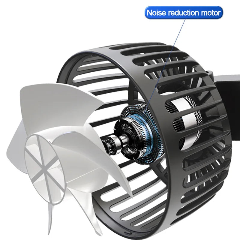 SEAMETAL Cooling Car Fan Headrest Double Head Fans for Rear Seat 180cm USB Cable Free-Adjustment 3-Speed Strong Wind Auto Fan
