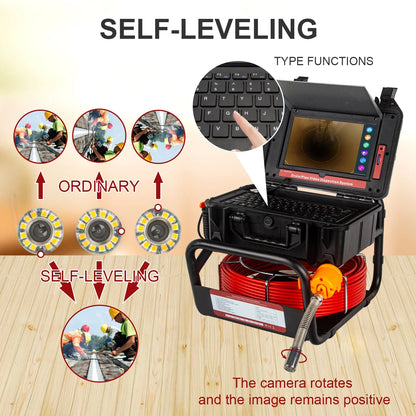 Pipe Inspection Camera 10.1in1080P Screen,SYANSPAN Sewer Drain Endonscope Self-Leveling 512HZ Sonde&Locator Meter Counter 30/50M