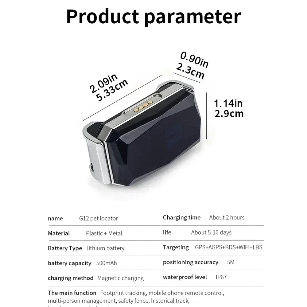 Multifunctional Pet Smart G12 GPS Tracker Mini Anti-Lost Collar Waterproof Locator Tracer Device For Dog Cat Pets Accessories