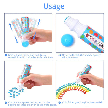 Ohuhu Washable Large Dot Makers Bingo Pen Mini Graffiti Flowing Pen Washable Paint Signature Pen Watercolor Pen Painting Tools