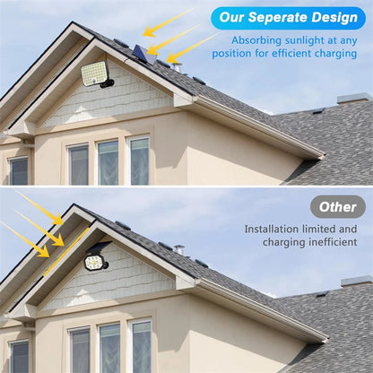 Solar Outdoor Lights, 256 LED Solar Powered Motion Sensor Security Lights with Waterproof 3 Modes Flood Lights for Outside Porch