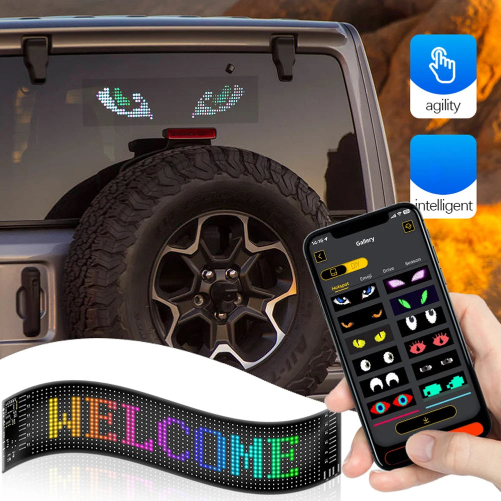 APP Control LED Display Screen Super Bright LED Matrix Pixel Panel IP65 Waterproof Flexible LED Car Sign for Restaurant Car Shop
