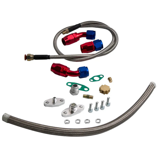 Turbo Charger Oil Drain OIL Return T3 T4 T04E Feed Line Complete Kit AMPTZ