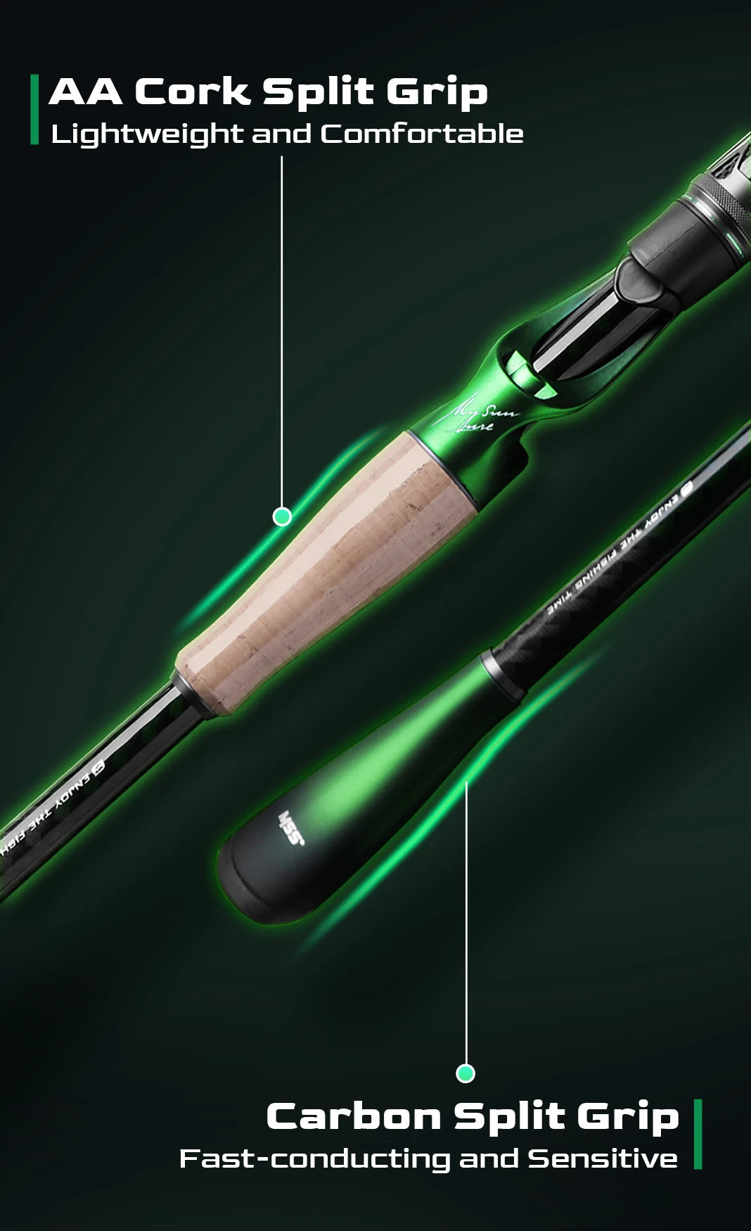 HANDING Magic Soul Spinning Rod, Toray 30+36T Carbon Fiber Tournament-Grade Fishing Rod, Fuji Alconite Guides, Fast Action Rod