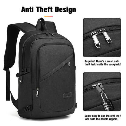 Kono anti-theft laptop backpack for travel business work and computer safety design for laptop up to 15.6 inches