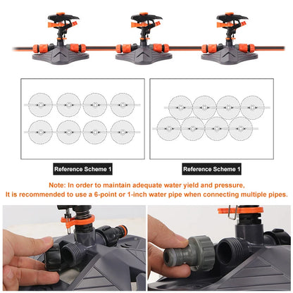 Upgraded 360° Automatic Rotating Garden Irrigation Water Sprinklers Large Area Coverage Adjustable Angle Lawn Yard Irrigation
