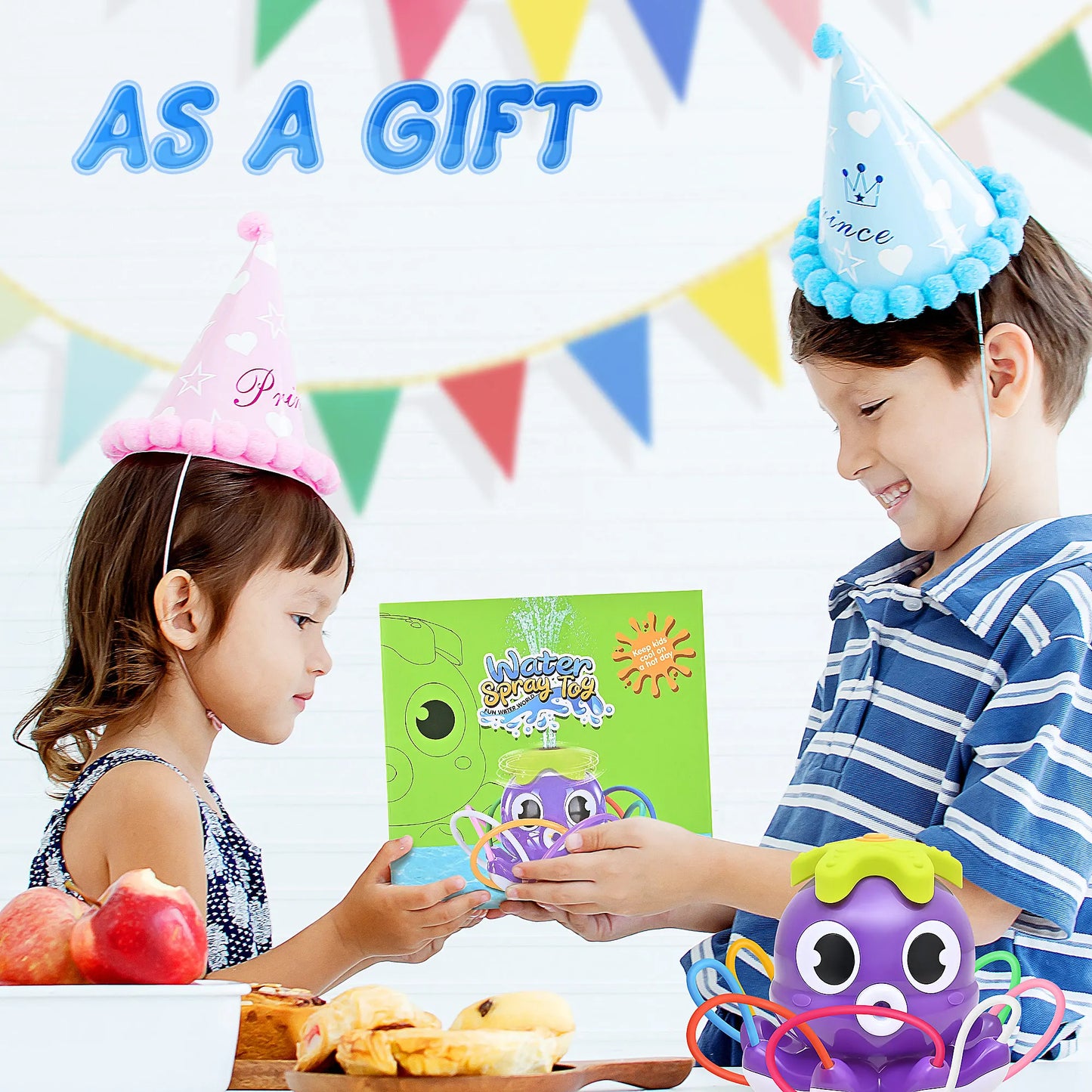 Summer Water Toy Sprinkler Rotating Spray Outdoor Games for Kids Garden Octopus Backyard Yard Cartoon Splash Baby Bath Toys Gift