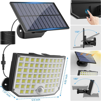 Solar Outdoor Lights, 256 LED Solar Powered Motion Sensor Security Lights with Waterproof 3 Modes Flood Lights for Outside Porch
