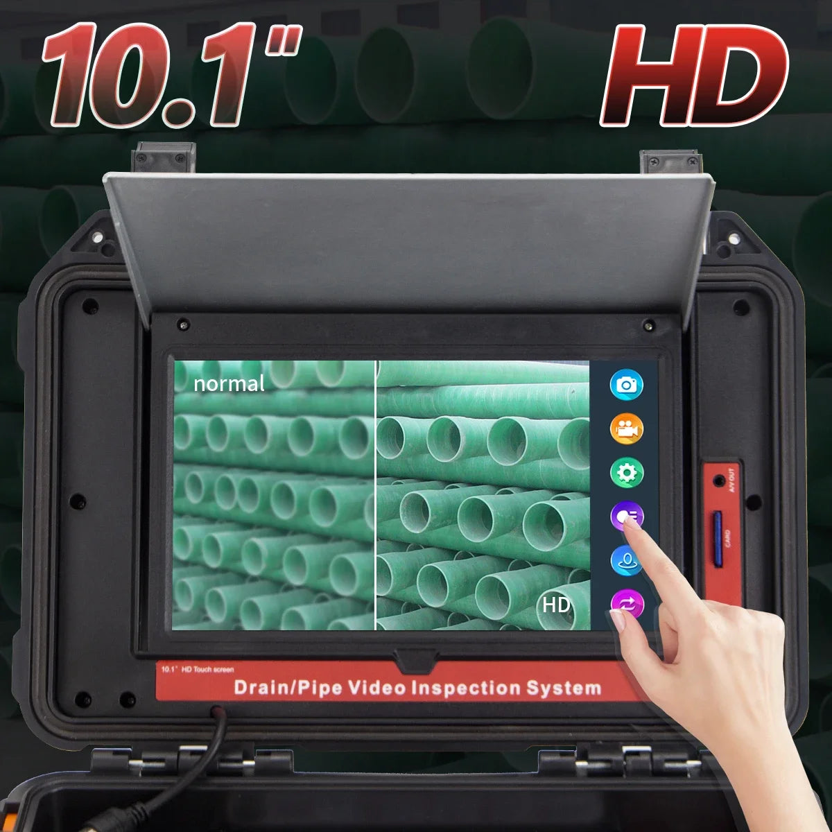 Pipe Inspection Camera 10.1in1080P Screen,SYANSPAN Sewer Drain Endonscope Self-Leveling 512HZ Sonde&Locator Meter Counter 30/50M