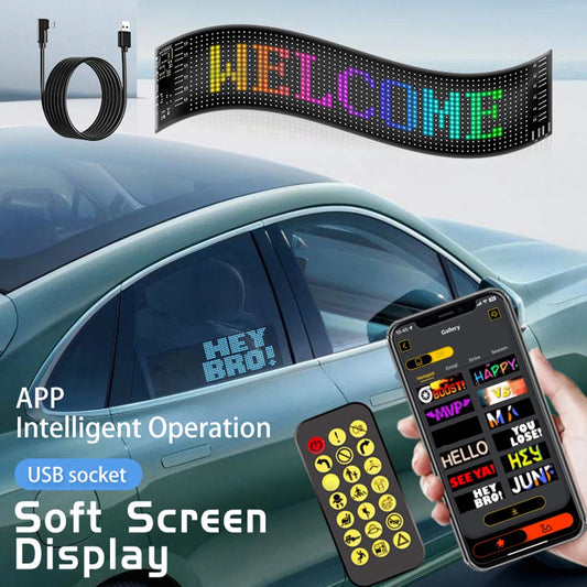 APP Control LED Display Screen Super Bright LED Matrix Pixel Panel IP65 Waterproof Flexible LED Car Sign for Restaurant Car Shop