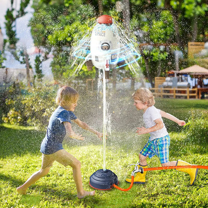 Space Jet Sprinkler Spinning Flying Splash Playing Water Toy Summer Outdoor Water Powered Launcher Kids Bath Toys STEM