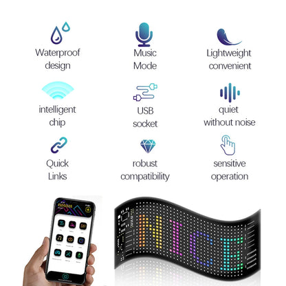 APP Control LED Display Screen Super Bright LED Matrix Pixel Panel IP65 Waterproof Flexible LED Car Sign for Restaurant Car Shop