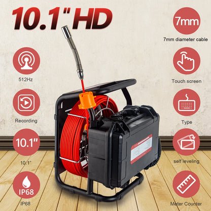 Pipe Inspection Camera 10.1in1080P Screen,SYANSPAN Sewer Drain Endonscope Self-Leveling 512HZ Sonde&Locator Meter Counter 30/50M