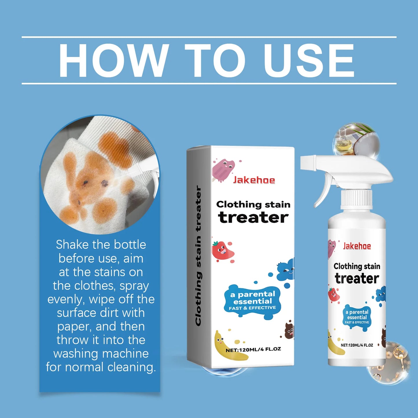 Laundry Decontamination Spray Effectively Cleans Stubborn Stains Removes Odor And Yellows Easy to Rinse No Irritation No Residue