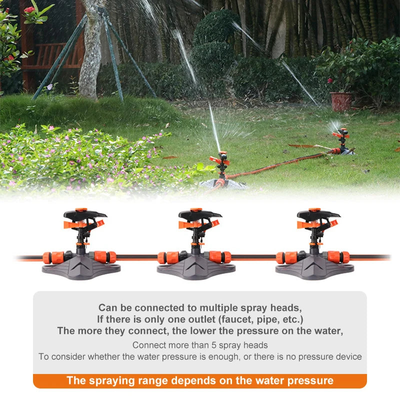 Upgraded 360° Automatic Rotating Garden Irrigation Water Sprinklers Large Area Coverage Adjustable Angle Lawn Yard Irrigation