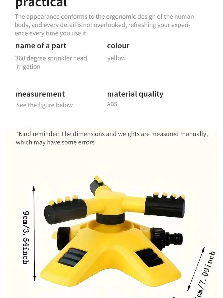 360 Degree Automatic Rotating Sprinkler Head For Nursery Irrigation, Rotating Three-way Sprinkler Series Sprinkler