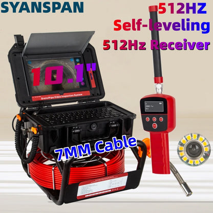 Pipe Inspection Camera 10.1in1080P Screen,SYANSPAN Sewer Drain Endonscope Self-Leveling 512HZ Sonde&Locator Meter Counter 30/50M