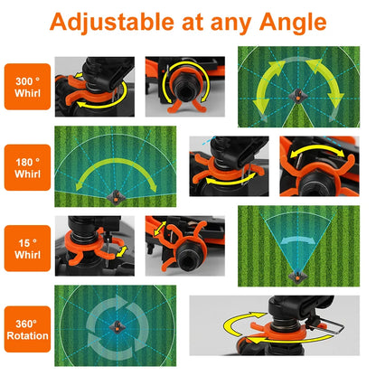 Upgraded 360° Automatic Rotating Garden Irrigation Water Sprinklers Large Area Coverage Adjustable Angle Lawn Yard Irrigation